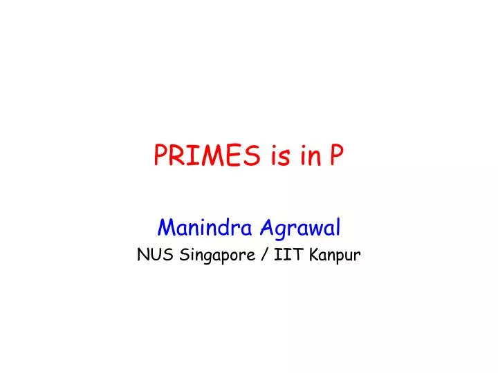 primes is in p