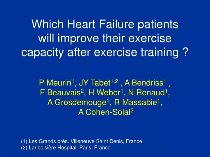 which heart failure patients will improve their exercise capacity after exercise training
