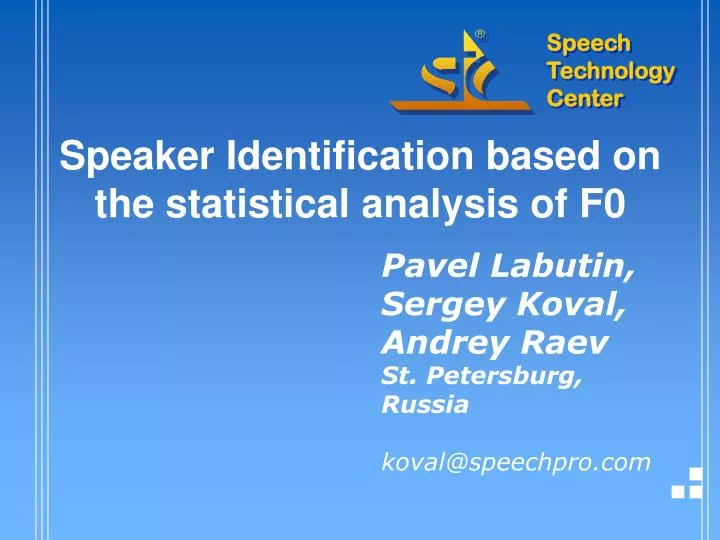 speaker identification based on the statistical analysis of f0