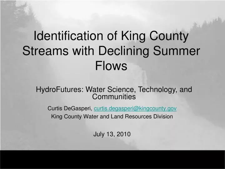 identification of king county streams with declining summer flows