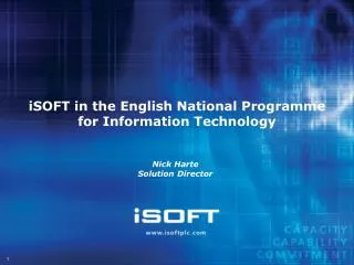 iSOFT in the English National Programme for Information Technology