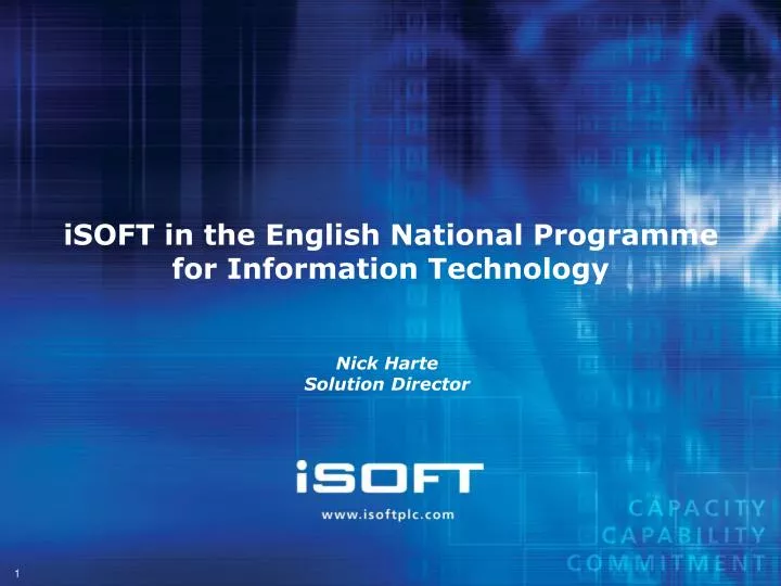 isoft in the english national programme for information technology