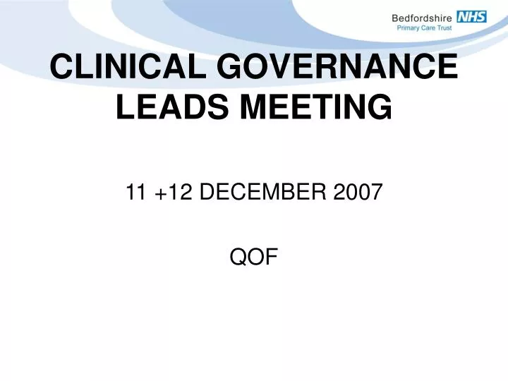 clinical governance leads meeting
