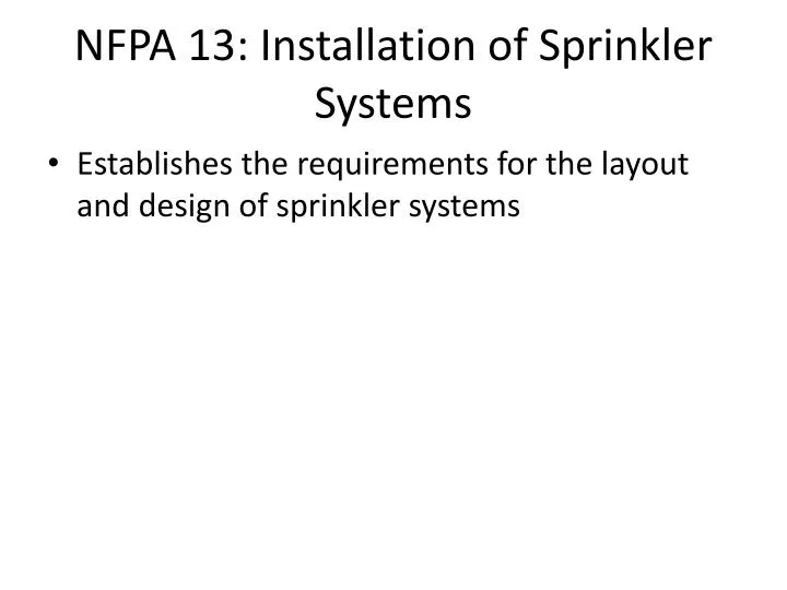 nfpa 13 installation of sprinkler systems