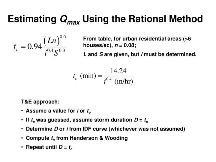 estimating q max using the rational method