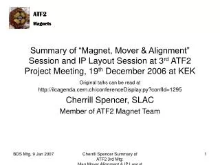 Cherrill Spencer, SLAC Member of ATF2 Magnet Team