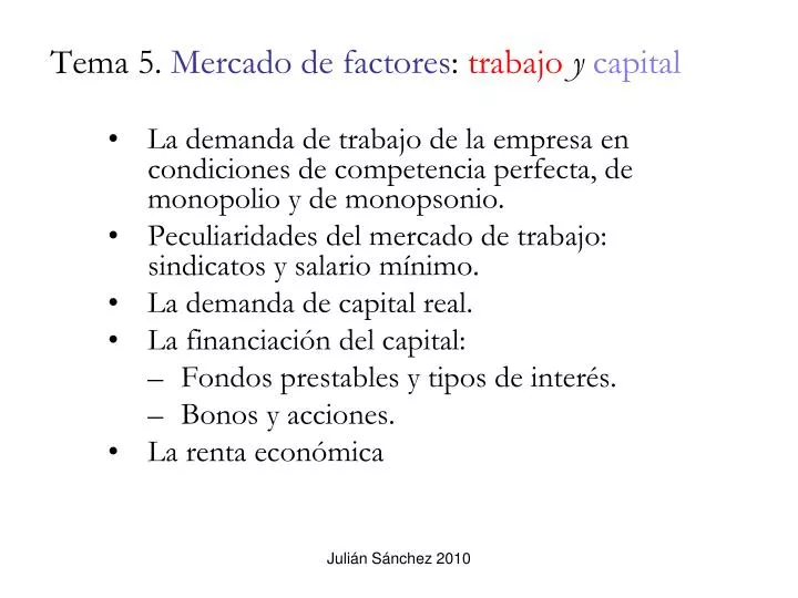 tema 5 mercado de factores trabajo y capital