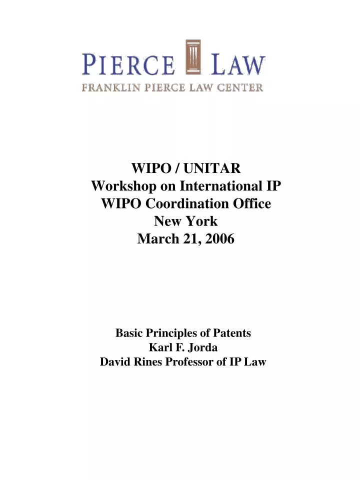 wipo unitar workshop on international ip wipo coordination office new york march 21 2006