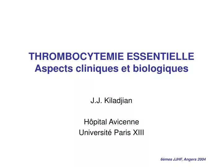 thrombocytemie essentielle aspects cliniques et biologiques