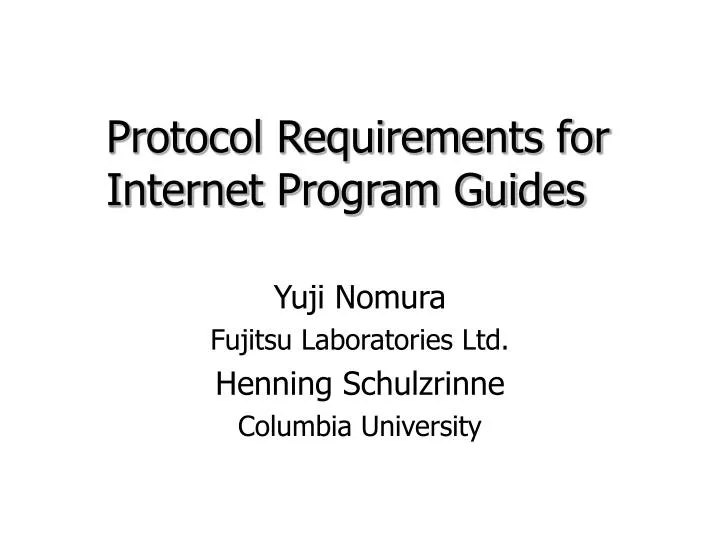 protocol requirements for internet program guides