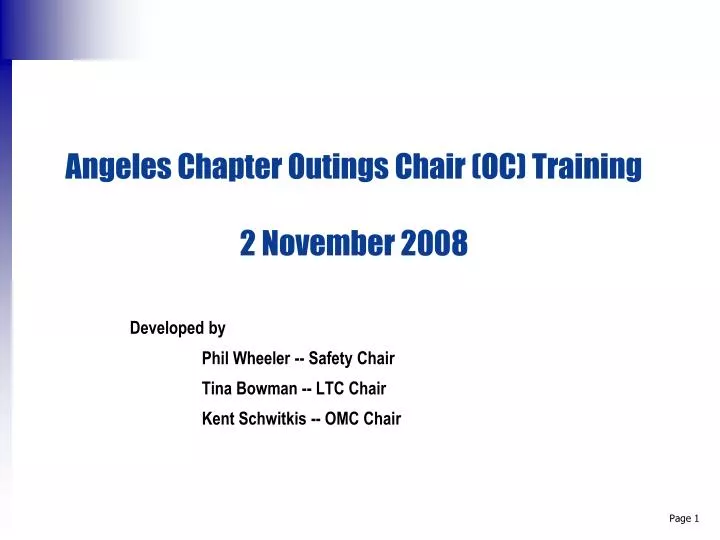 angeles chapter outings chair oc training 2 november 2008