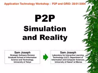 P2P Simulation and Reality