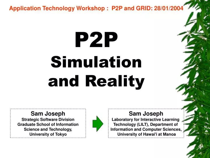 p2p simulation and reality