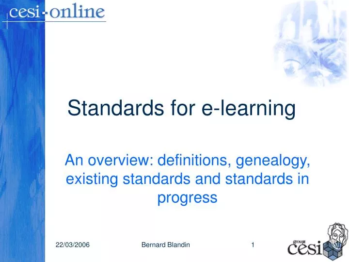 standards for e learning