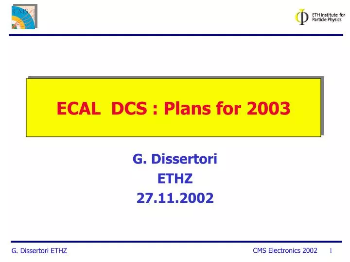 ecal dcs plans for 2003