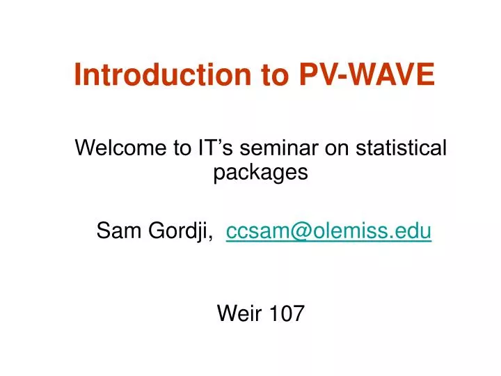 introduction to pv wave