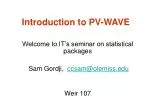 Introduction to PV-WAVE