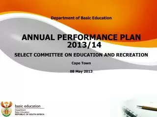 Department of Basic Education ANNUAL PERFORMANCE PLAN 2013/14