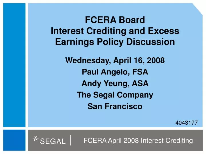 fcera board interest crediting and excess earnings policy discussion
