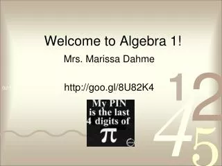 Welcome to Algebra 1!