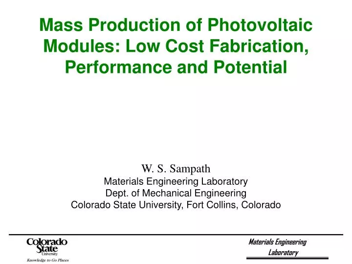 mass production of photovoltaic modules low cost fabrication performance and potential