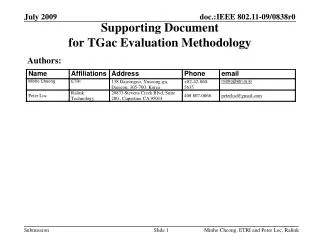 supporting document for tgac evaluation methodology
