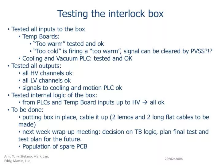 testing the interlock box