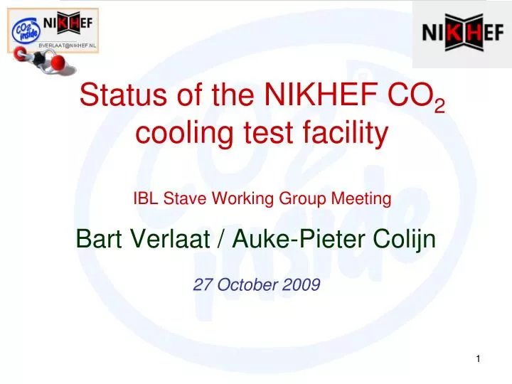 status of the nikhef co 2 cooling test facility ibl stave working group meeting