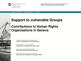 Support to vulnerable Groups Contributions to Human Rights Organisations in Geneva