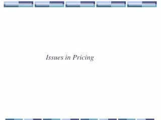 Issues in Pricing