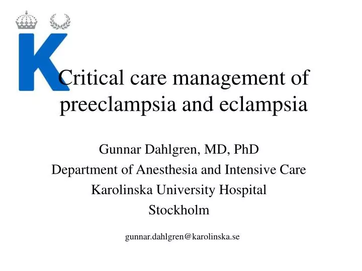 critical care management of preeclampsia and eclampsia