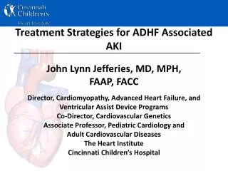 Treatment Strategies for ADHF Associated AKI