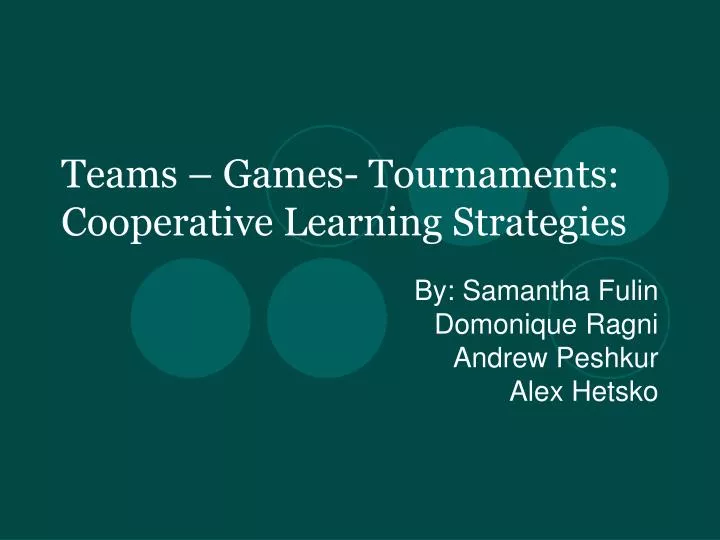 teams games tournaments cooperative learning strategies