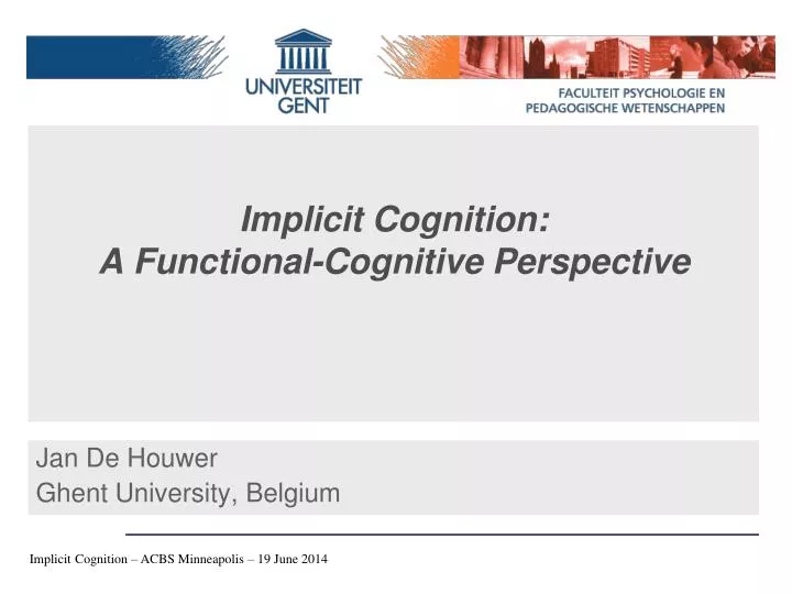 implicit cognition a functional cognitive perspective