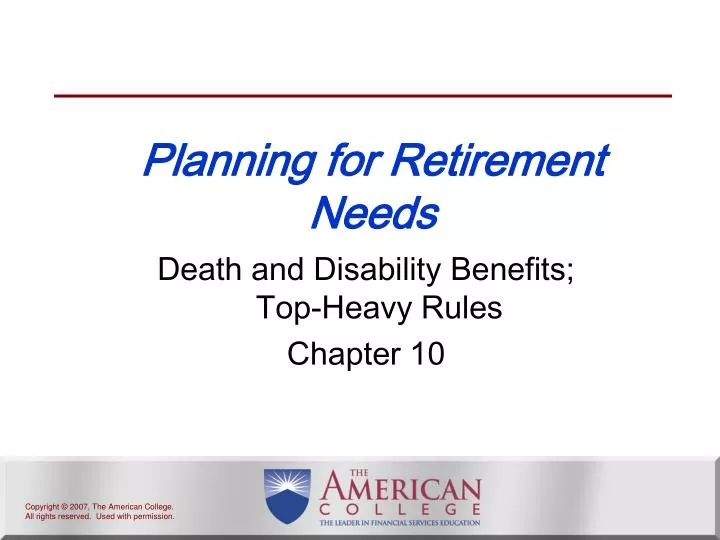 planning for retirement needs