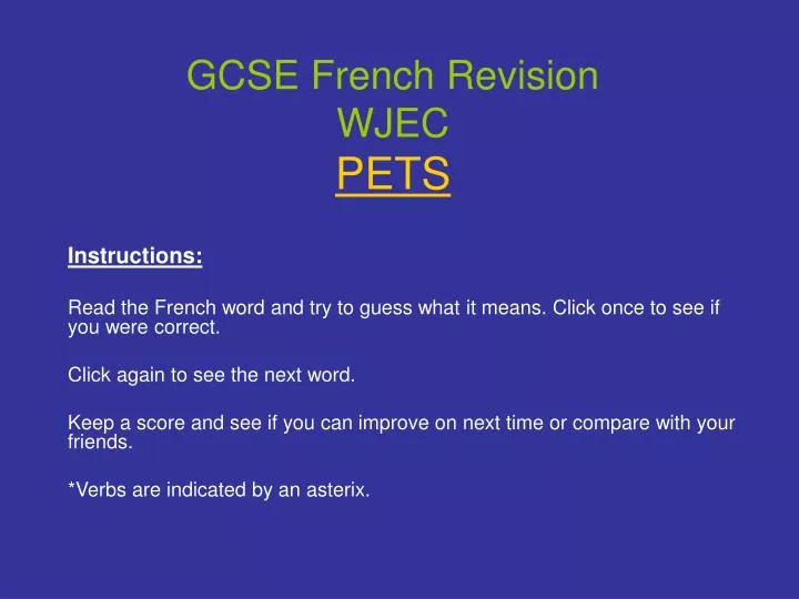 gcse french revision wjec pets