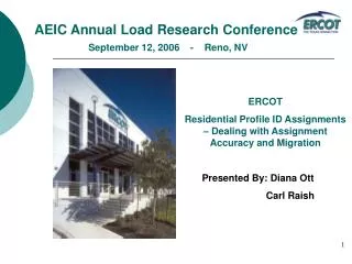 AEIC Annual Load Research Conference September 12, 2006 - Reno, NV