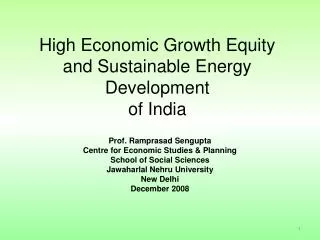 High Economic Growth Equity and Sustainable Energy Development of India