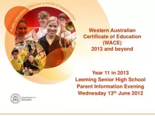 Western Australian Certificate of Education (WACE) 2013 and beyond