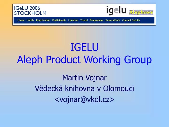 igelu aleph product working group