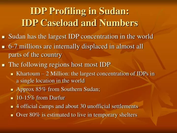idp profiling in sudan idp caseload and numbers