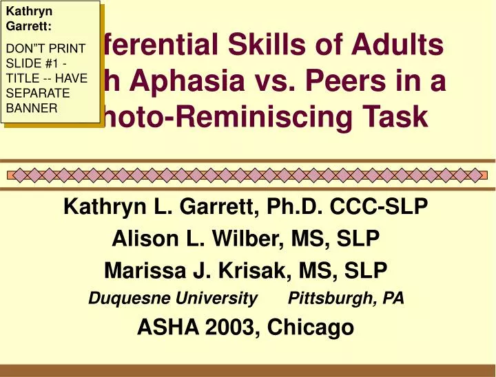 referential skills of adults with aphasia vs peers in a photo reminiscing task