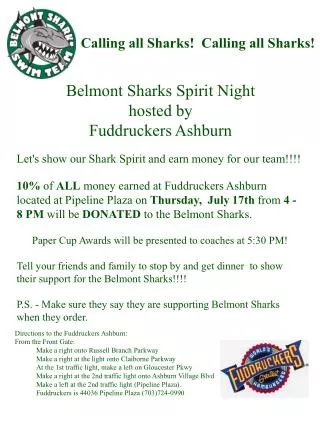 Belmont Sharks Spirit Night hosted by Fuddruckers Ashburn