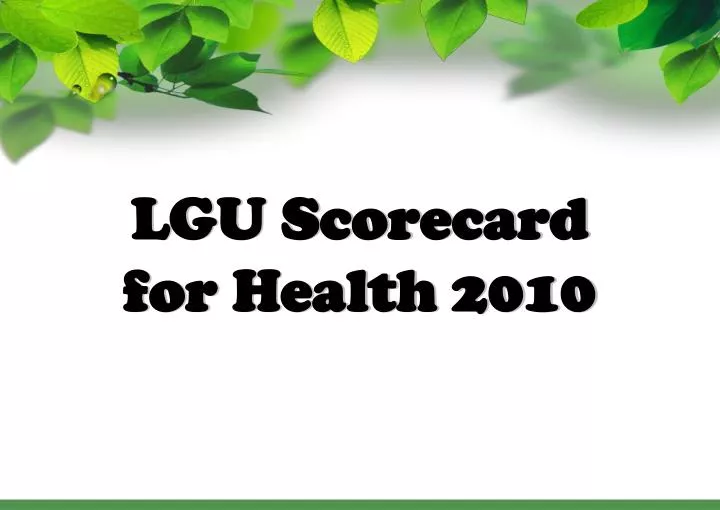 lgu scorecard for health 2010