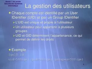 la gestion des utilisateurs