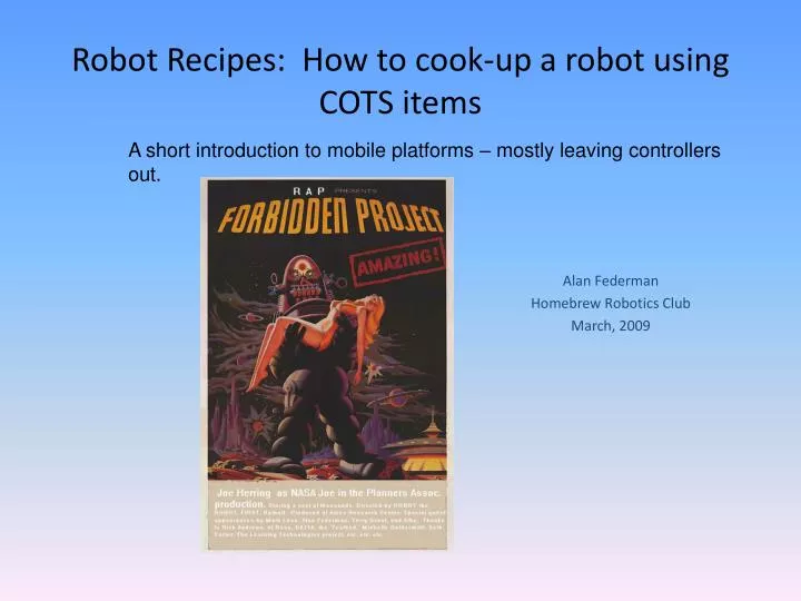 robot recipes how to cook up a robot using cots items