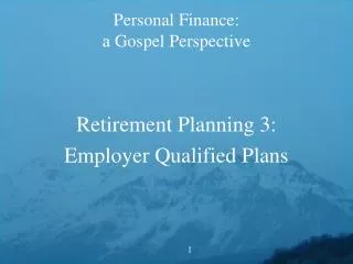 Personal Finance: a Gospel Perspective