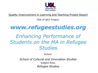 Quality Improvement in Learning and Teaching Project Report