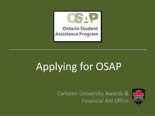 Applying for OSAP