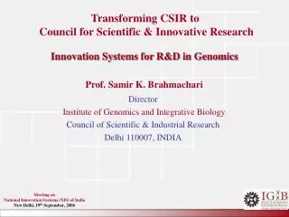 Innovation Systems for R&amp;D in Genomics